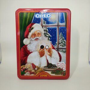 Vintage Oreo Cookie Tin Canister Santa Claus 100 Years Nabisco Goodness 1998